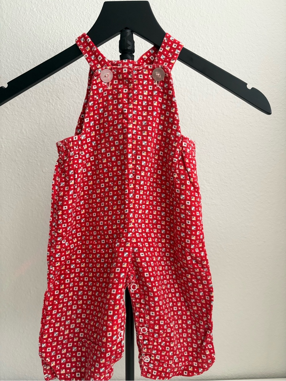 Buster Brown Red Floral-Print Cotton Overalls